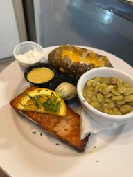 Grilled Salmon Baked Potato Lima Beans